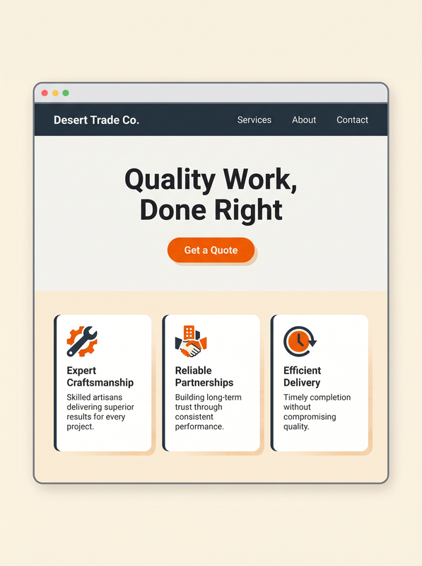 One-page website included in the Storefront Setup